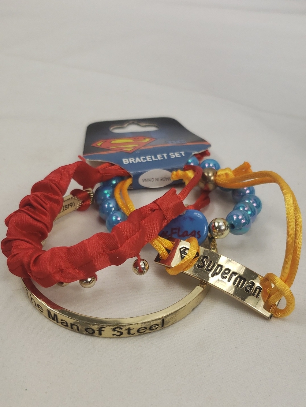 Six Flags Superman Bracelet Set of 4 NWT